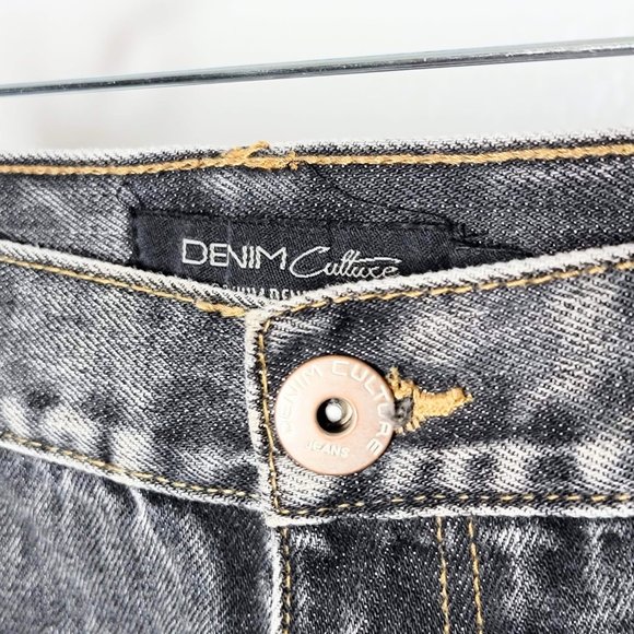 Denim Culture Men's Black Acid Wash Denim Distressed Design Front Jeans Size 38x - Picture 3 of 10